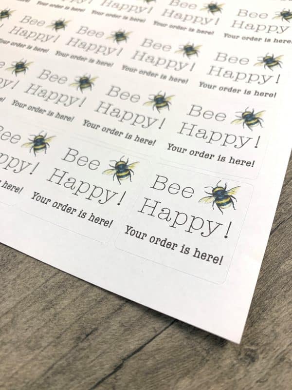 Bee Happy! Printed labels
