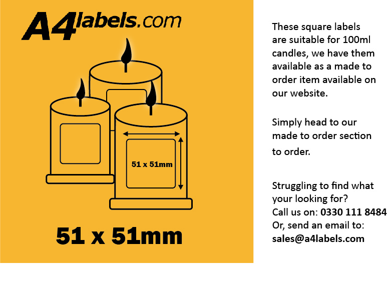 candle label for 51 x 51mm candles