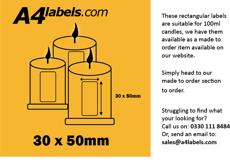 rectangle labels 30 x 50mm for candles