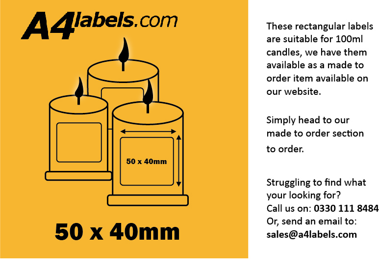 rectangular candle labels 50 x 40mm 