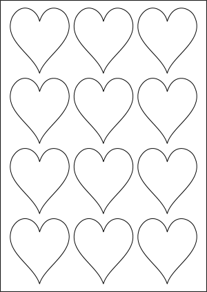 12 Labels Per Sheet Heart Clearance Labels