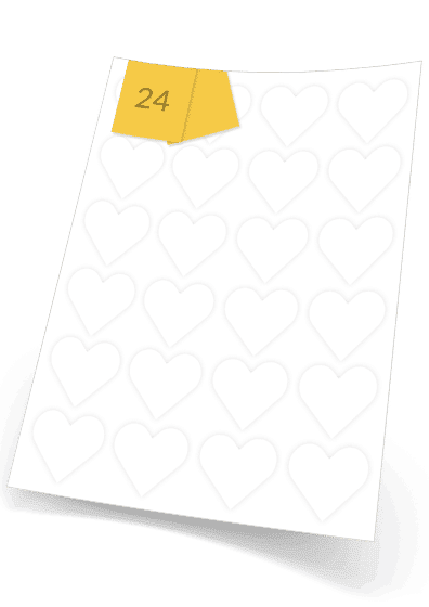 Heart Shaped Stickers 24 per sheet